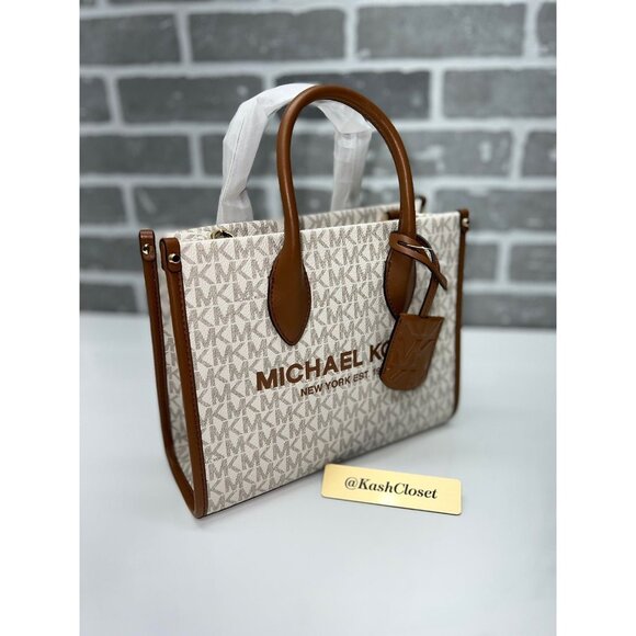 Michael Kors tote mirella small shopper top zip handbag crossbody Vanilla - Picture 3 of 9